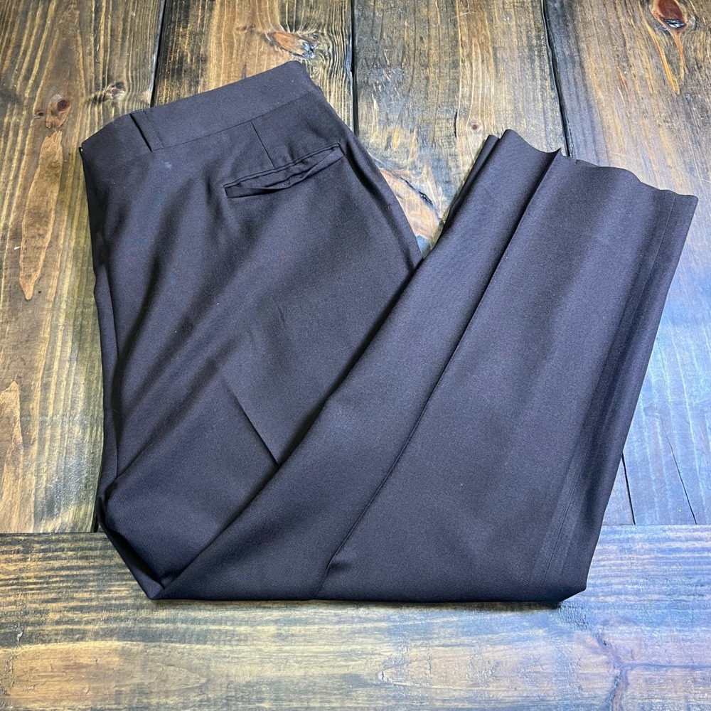Corbin Prime Flannel Mens Dress Pants 42x30 Dark Brown Wool Flat Front Straight